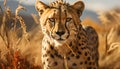 Majestic cheetah in the wild, Africa beauty captured in nature generated by AI