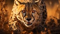 Majestic cheetah, wild beauty, staring into the sunset generated by AI Royalty Free Stock Photo