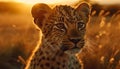Majestic cheetah in the wild, staring with alertness, cute and dangerous generated by AI