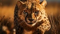 Majestic cheetah in the wild, staring at camera, African beauty generated by AI Royalty Free Stock Photo