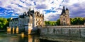 Majestic Chenonceau castle over sunset, Beautiful l castles of Loi