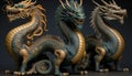 Majestic Chinese Dragon Statues in Vibrant Colors