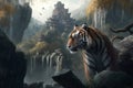 Majestic Chinese Tiger Guarding the Mystical Temple