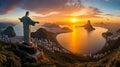 Majestic Christ the Redeemer: Iconic Rio de Janeiro Statue at Golden Hour