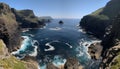 Majestic cliff formation, eroded by waves, overlooking remote coastline