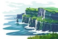 Majestic Cliffs of Moher Overlooking the Atlantic Oce Royalty Free Stock Photo