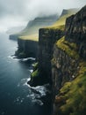 Majestic Cliffs: A Surreal Landscape of Green, Blood, and Cathed Royalty Free Stock Photo