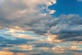 Majestic clouds burning by sunset. Sky background Royalty Free Stock Photo