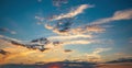 Majestic clouds burning by sunset. Sky background Royalty Free Stock Photo
