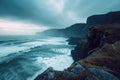 Majestic Coastal Cliffs Overlooking Turbulent Ocean Waves Royalty Free Stock Photo