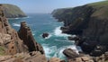Majestic coastline, eroded cliffs, and wild waters attract tourists generated by AI