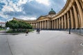 Majestic colonnade of the Kazan Cathedral photographed fisheye