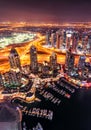 Majestic colorful dubai marina skyline during night. Dubai marina, United Arab Emirates. Royalty Free Stock Photo