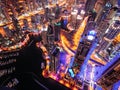 Majestic colorful dubai marina skyline during night. Dubai marina, United Arab Emirates. Royalty Free Stock Photo