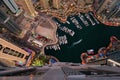 Majestic colorful dubai marina skyline during night. Dubai marina, United Arab Emirates. Royalty Free Stock Photo