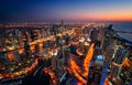 Majestic colorful dubai marina skyline during sunset. Dubai marina, United Arab Emirates. Royalty Free Stock Photo