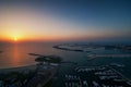 Majestic colorful dubai palm island during beautiful sunset. Dubai marina, United Arab Emirates. Royalty Free Stock Photo