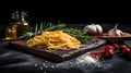 Majestic Composition: Pasta On Board With Rosemary And Garlic