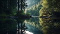 Majestic coniferous trees in a tranquil scene of natural beauty generated by AI