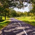 Majestic country landscape under morning sky with clouds. Royalty Free Stock Photo