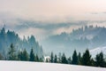 Majestic countryside at sunrise in wintertime Royalty Free Stock Photo