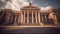 Majestic courthouse entrance illuminated at night, a national landmark generated by AI Royalty Free Stock Photo