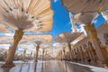 Expansive Umbrellas Providing Shade at a Mosque Courtyard Royalty Free Stock Photo