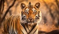 Male tiger in India after rainy season Royalty Free Stock Photo