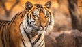 Male tiger in India after rainy season Royalty Free Stock Photo