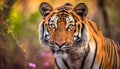 Male tiger in India after rainy season Royalty Free Stock Photo