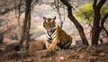 Male tiger in India after rainy season