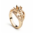 Ornate Gold Crown Ring With Diamond - Inspired By Rob Hefferan\'s Style