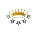 Majestic Crown, Pentagonal Star vector illustration. Heraldic decorative logo.