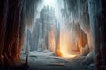 majestic crystal cave chambers with eerie light
