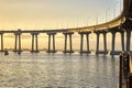 The majestic curve of the Coronado Bridge as the early morning bathes the stark concrete