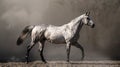 Majestic Dappled Grey Horse Striding Elegantly