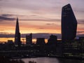 Epic dawn sunrise landscape cityscape over London city sykline looking East along River Thames Royalty Free Stock Photo