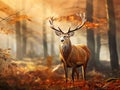 Majestic deer on autumn background