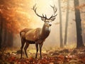 Majestic deer on autumn background