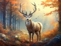 Majestic deer on autumn background