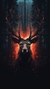 Majestic Deer in Grungeon Style on Dark Background.