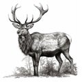 Majestic Deer Illustration black and white