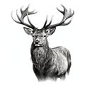 Majestic Deer Illustration black and white