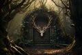 Majestic Deer stag gateway covered. Generate Ai