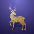 Majestic deer stands on purple background.