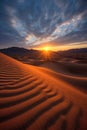 majestic desert landscape with sand dunes at sunrise