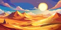 Majestic Desert Scene with Mountains and a Glowing Sun Royalty Free Stock Photo