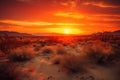 majestic desert sunset, with vibrant hues of orange and red