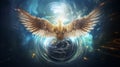 Majestic Eagle Encircling Earth in Cosmic Energy - Ideal for Themes of Protection and Power
