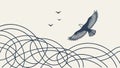 Majestic Eagle in Flight with Abstract Lines, vector design Generative AI Royalty Free Stock Photo